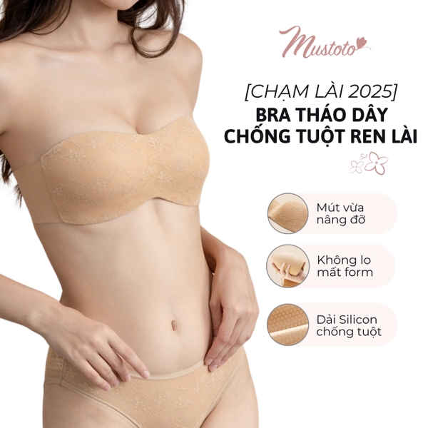 Áo Lót Tháo Dây Không Gọng Chống Tụt  Ren Hoa Lài (MA80)