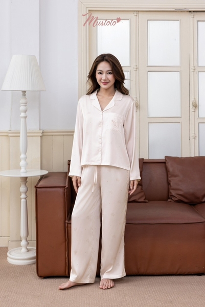 MB39 | MUSTOTO Bộ Mặc Nhà Pyjama Lụa Tay Dài Quần Dài