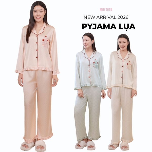 MB38 | MUSTOTO Bộ Mặc Nhà Lụa Pyjama Đồ Ngủ Tay Dài Quần Dài