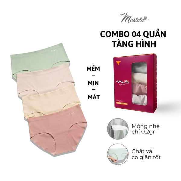 MQ62 | COMBO 4 Quần Lót Nữ Mustoto Không Đường May Tàng Hình