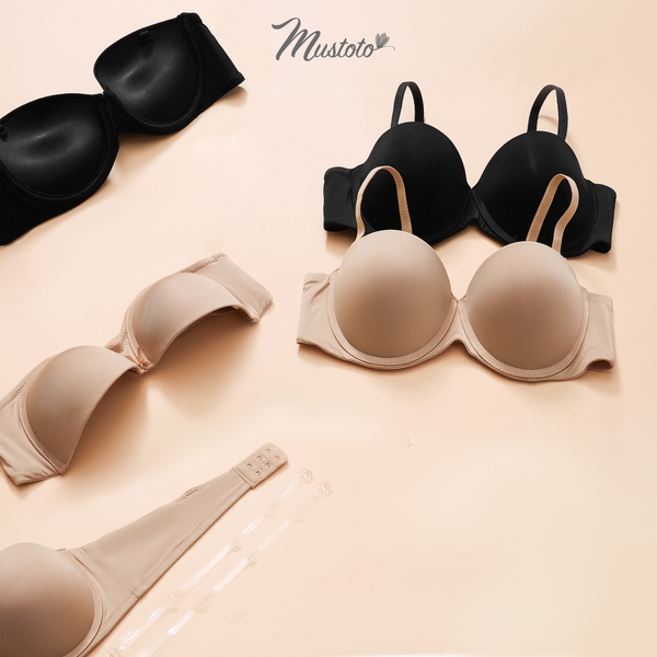 MA21 | [ÁO THÁO DÂY CHẮC CHẮN] Áo Lót Nữ Mustoto Nâng 3cm Gọng Mềm Không Tụt