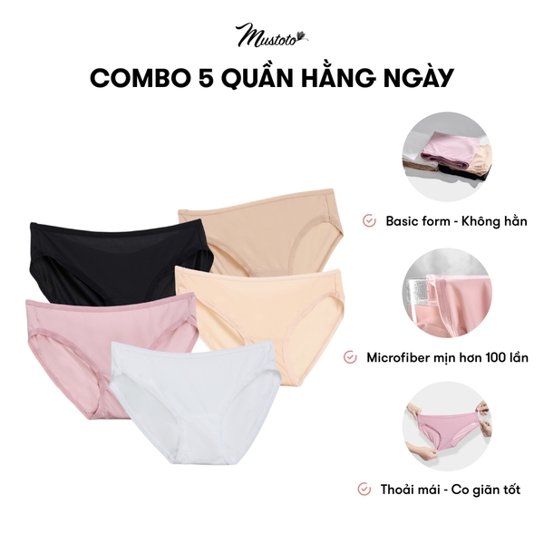 MQ27 | COMBO 5 Quần Lót Lưng Thấp Vải Microfiber Mềm Mượt Thoải Mái Basic
