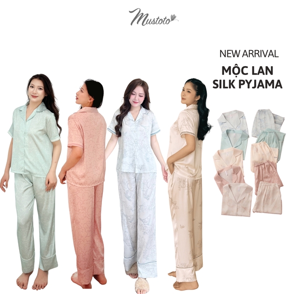 MB34 | MUSTOTO Bộ Pyjama Lụa Mặc Nhà Cao Cấp Tay Ngắn Quần Dài