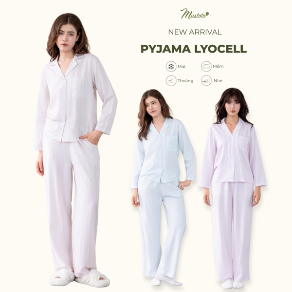 [EASY LYOCELL] Bộ Mặc Nhà Pijama Sọc Vải Lyocell Mềm Mát (MB89)