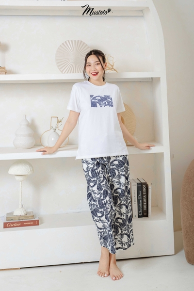 MB09 | Bộ Đồ Áo Thun Form Rộng Quần Dài Linen