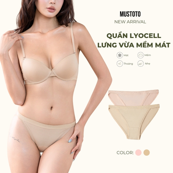 MQ3901 | MUSTOTO Quần Lót Nữ Trơn Lưng Thấp Lyocell