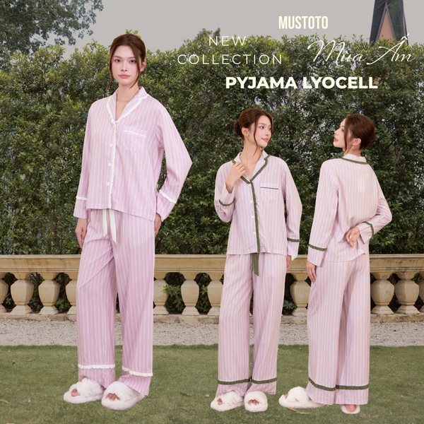 MB98 | Bộ Mặc Nhà Pijama Lyocell Thu Đông Quần Dài