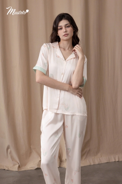 MB56 | MUSTOTO Bộ Mặc Nhà Pyjama Lụa Cao Cấp Tay Ngắn Quần Dài