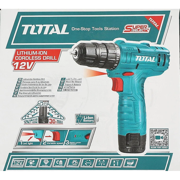 MÁY KHOAN PIN LITHIUM 12V (1 pin 1.5Ah và 1 sạc) TOTAL TDLI12415 - HÀNG CHÍNH HÃNG