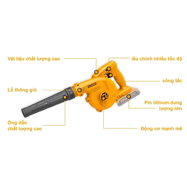MÁY THỔI BỤI DÙNG PIN 20V INGCO CABLI20018 - HÀNG CHÍNH HÃNG
