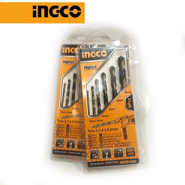 BỘ 6 MŨI KHOAN KIM LOẠI HSS INGCO AKDB1065 - HÀNG CHÍNH HÃNG