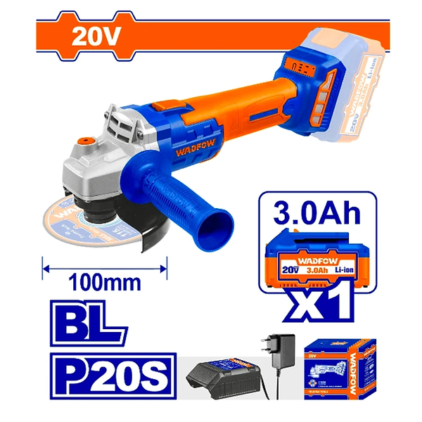 MÁY MÀI GÓC DÙNG PIN 20V (KHÔNG CHỔI THAN) WLAPM11 WADFOW (KÈM 1 PIN 3 AH & SẠC) - HÀNG CHÍNH HÃNG