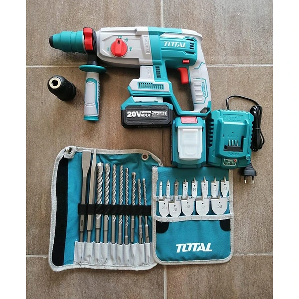 MÁY KHOAN ĐỤC DÙNG PIN 20V (2 pin 4.0A sạc)TOTAL TRHLI202289 - HÀNG CHÍNH HÃNG