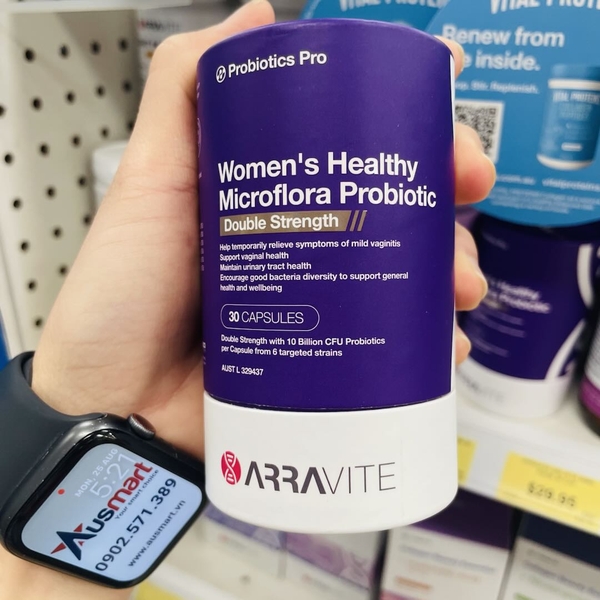 Viên uống lợi khuẩn liều cao cho phụ nữ Arravite Women's Healthy Microflora Probiotic Double Strength 30 viên