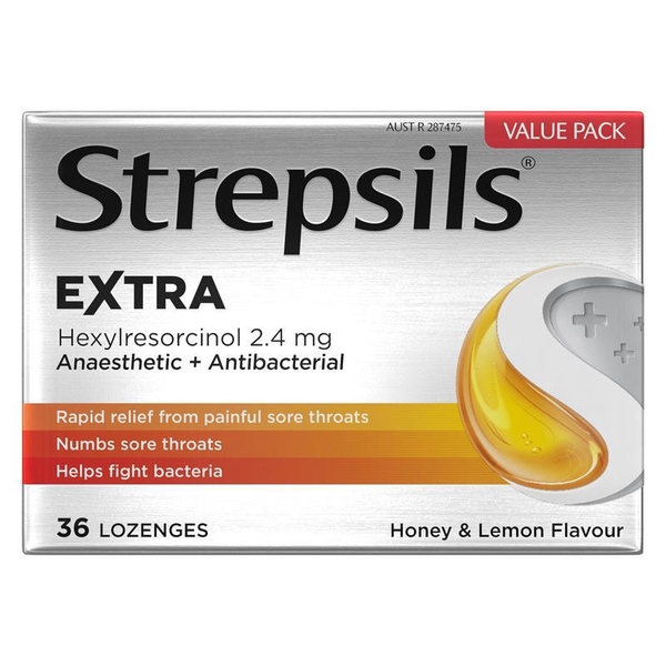 Viên ngậm giảm đau rát họng Strepsils Extra Sore Throat Pain Relief with Anaesthetic Lozenges