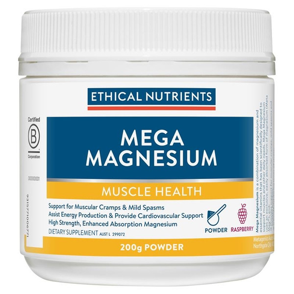 Bột uống bổ sung Magie hỗ trợ cơ bắp Ethical Nutrients Mega Magnesium vị Raspberry