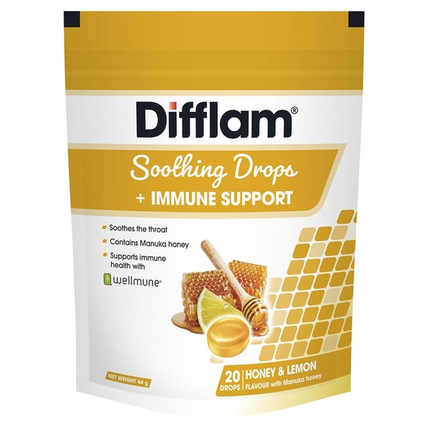 Viên ngậm dịu họng hỗ trợ miễn dịch Difflam Soothing Drops + Immune Support