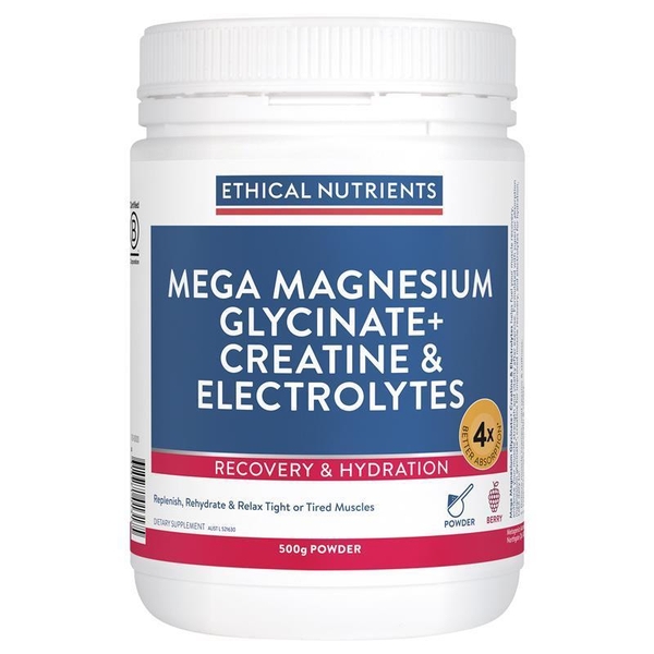 Bột uống bổ sung Magie và điện giải Ethical Nutrients Mega Magnesium Glycinate+ Creatine & Electrolytes