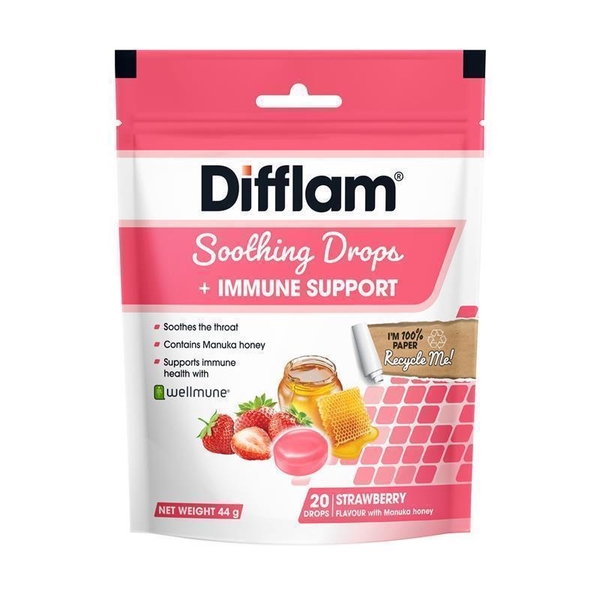 Viên ngậm dịu họng hỗ trợ miễn dịch Difflam Soothing Drops + Immune Support