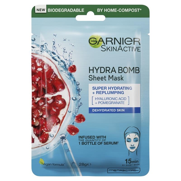 Mặt nạ giấy cấp ẩm Garnier Hydra Bomb Hyaluronic Acid + Sheet Mask