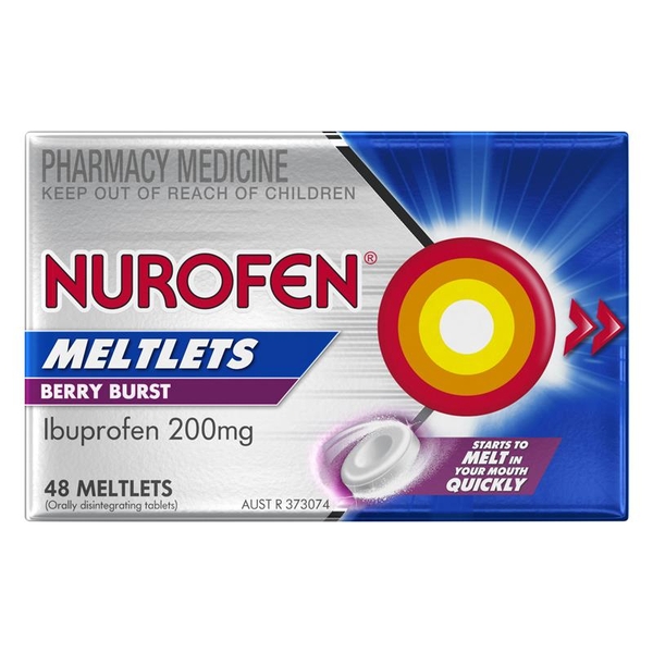 Viên ngậm giảm đau Nurofen Meltlets Pain Relief Berry Burst Ibuprofen 200mg