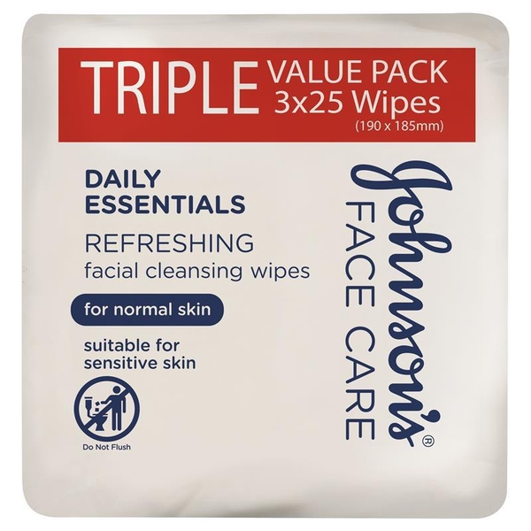 Khăn giấy lau mặt làm sạch tươi mát cho da thường Johnson's Face Care Refreshing Facial Cleansing Wipes For Normal Skin