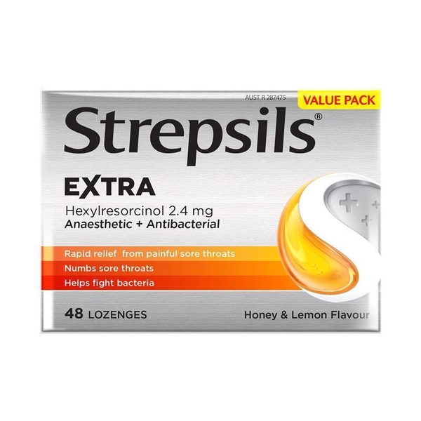 Viên ngậm giảm đau rát họng Strepsils Extra Sore Throat Pain Relief with Anaesthetic Lozenges