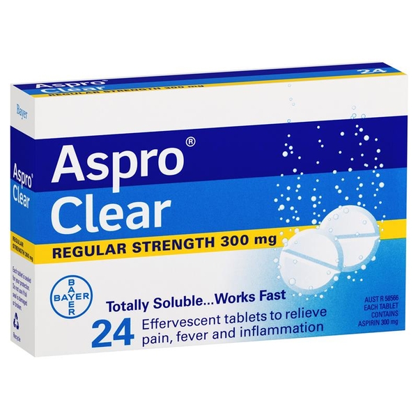Viên sủi giảm đau Aspro Clear Regular Strength Aspirin 300mg