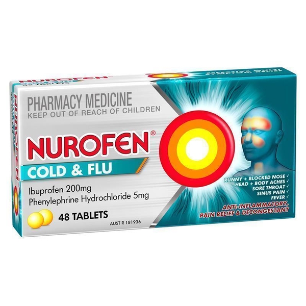Viên uống giảm đau cảm cúm Nurofen Cold and Flu Pain Relief Ibuprofen 200mg