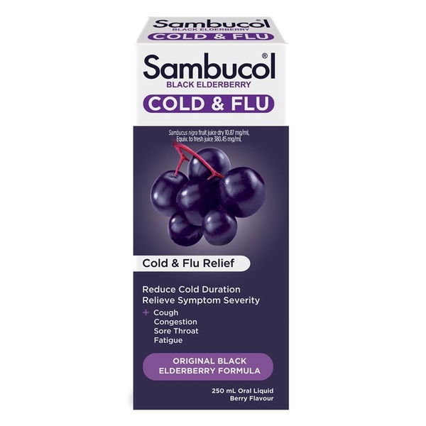Siro giảm cảm lạnh và cảm cúm Sambucol Cold & Flu Liquid