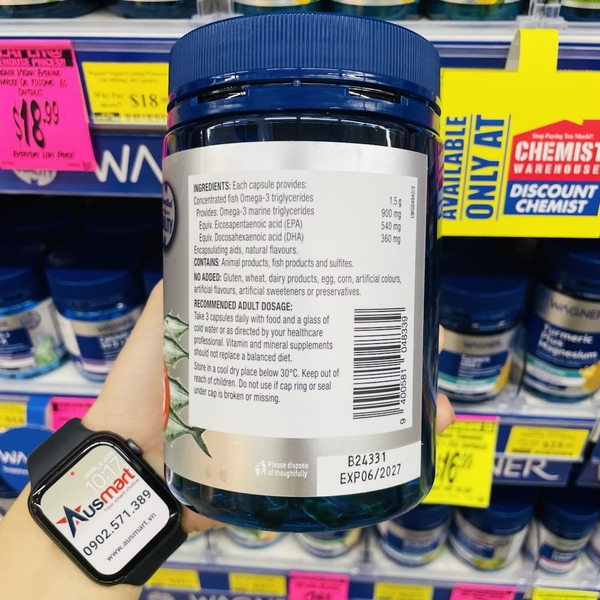 Dầu cá hàm lượng cao Wagner Triple Strength Omega-3 Fish Oil 150 viên