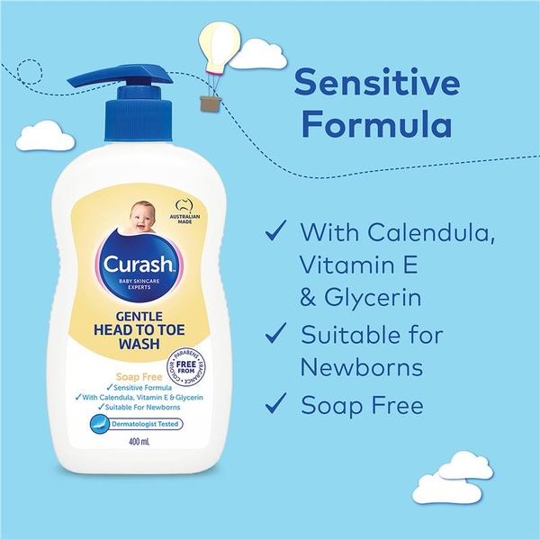 Sữa tắm gội không bọt cho bé Curash Babycare Soap Free Bath 400ml