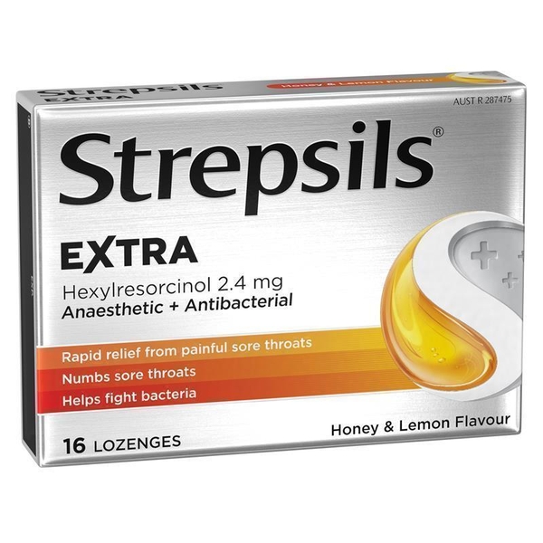 Viên ngậm giảm đau rát họng Strepsils Extra Sore Throat Pain Relief with Anaesthetic Lozenges