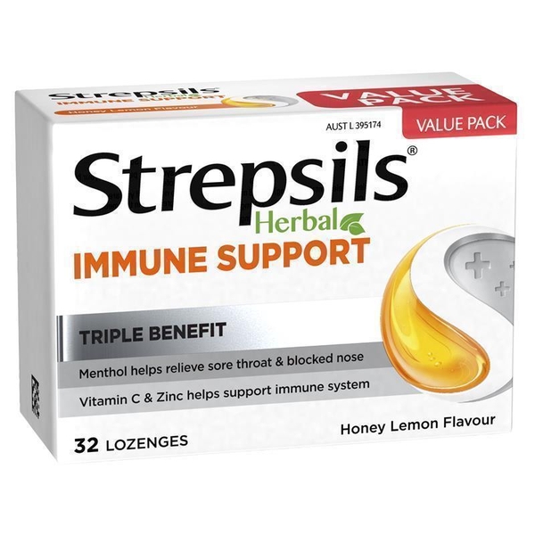 Viên ngậm thảo dược hỗ trợ miễn dịch Strepsils Herbal Immune Support Lozenges