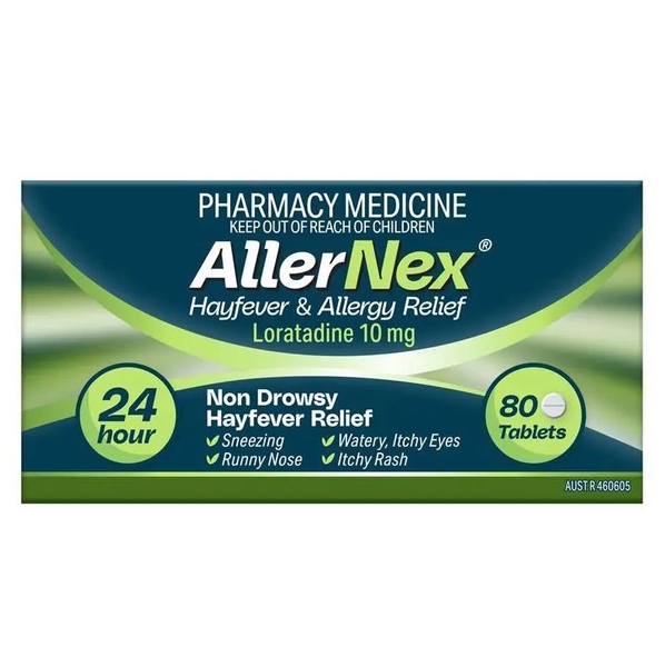 Viên uống giảm dị ứng và viêm mũi dị ứng AllerNex Hayfever & Allergy Relief Loratadine 10mg