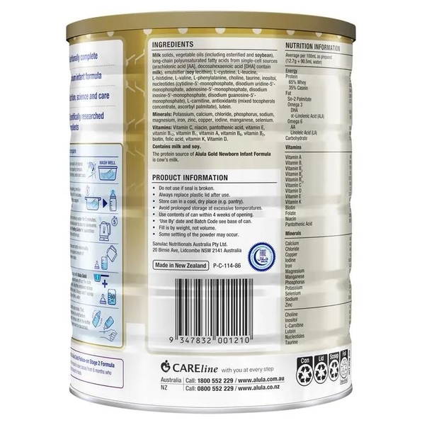 Sữa Alula Gold số 1 Newborn Infant của Úc 900g (0-6 tháng)