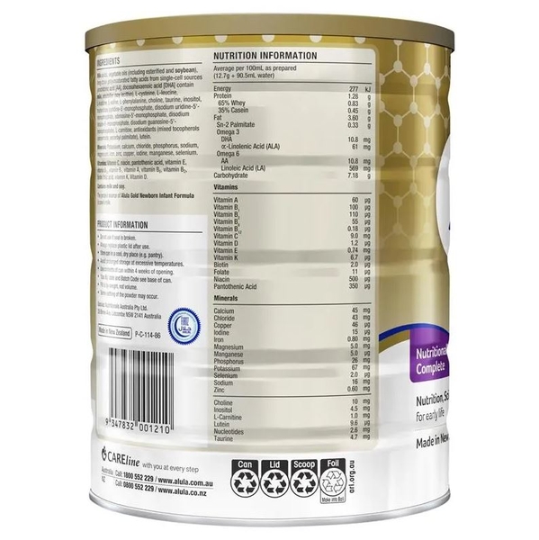 Sữa Alula Gold số 1 Newborn Infant của Úc 900g (0-6 tháng)