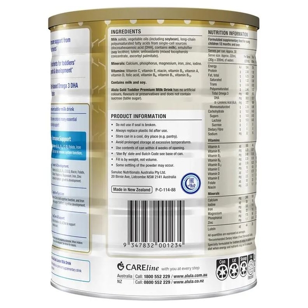 Sữa Alula Gold số 3 Toddler của Úc 900g cho trẻ từ 1-3 tuổi