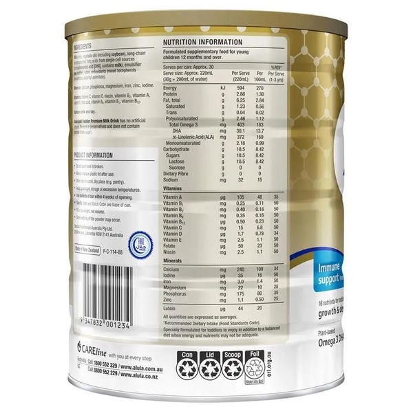 Sữa Alula Gold số 3 Toddler của Úc 900g cho trẻ từ 1-3 tuổi