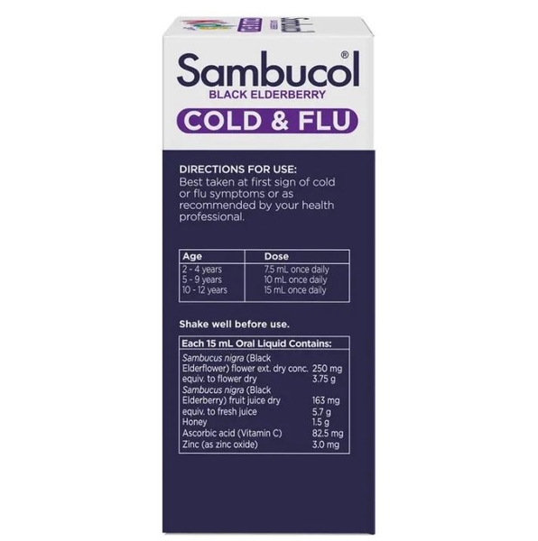 Siro cảm cúm Sambucol Kids Cold & Flu Relief Black Elderberry
