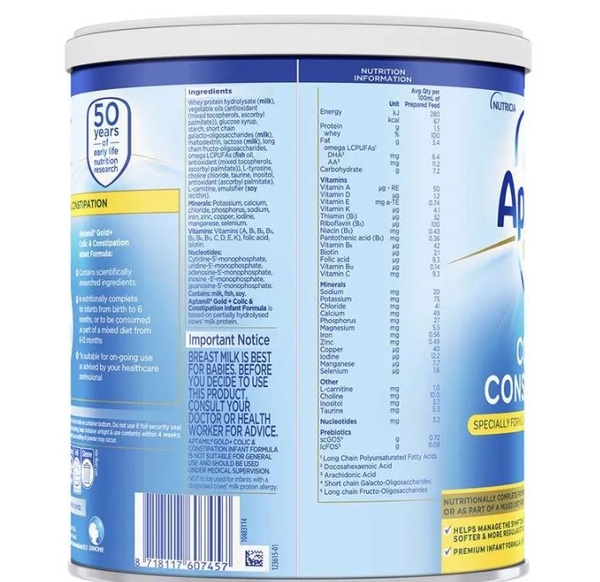 Sữa Aptamil Gold Plus Úc Colic & Constipation (0-12 tháng)