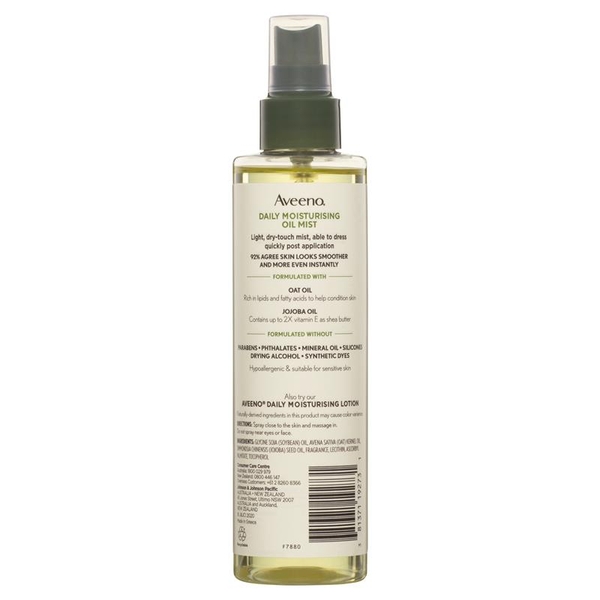 Xịt dưỡng ẩm Aveeno Daily Moisturising Vitamin E Body Oil Mist Spray