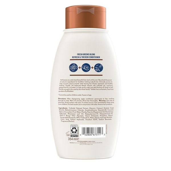 Dầu xả cho tóc mỏng Aveeno Fresh Greens Blend Natural Volumising Conditioner For Fine Hair