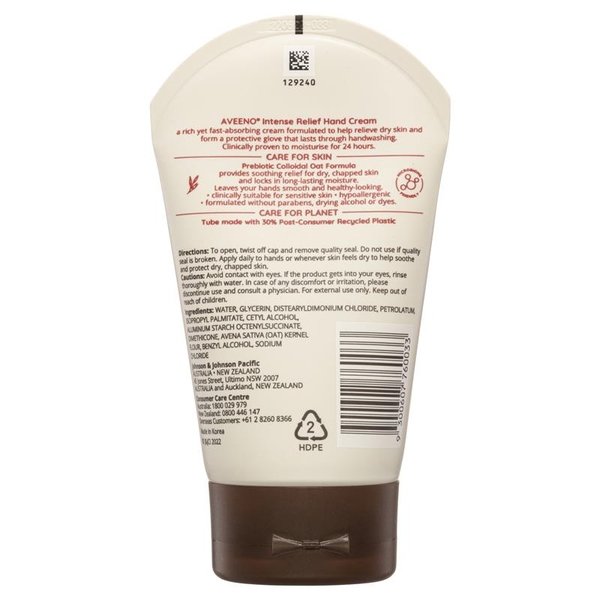 Kem dưỡng da tay Aveeno Intense Relief Soothing Fragrance Free Hand Cream