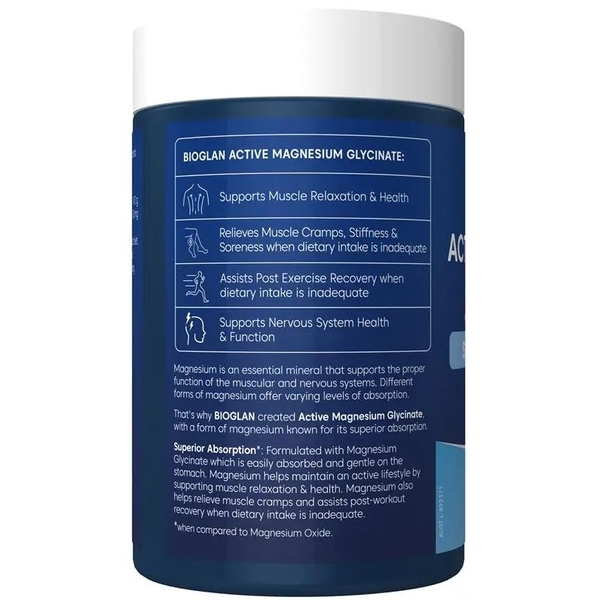 Viên uống bổ sung Magie hỗ trợ cơ bắp và hệ thần kinh Bioglan Active Magnesium Glycinate 200 viên