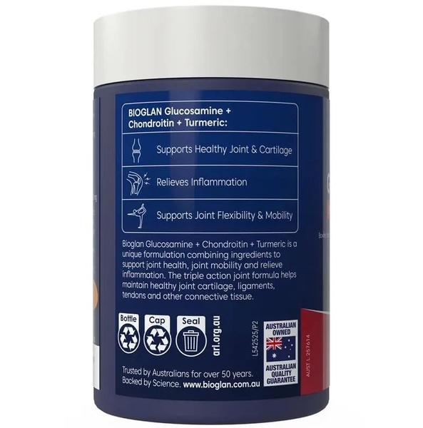 Viên uống bổ xương khớp Bioglan Glucosamine + Chondroitin + Turmeric 120 viên