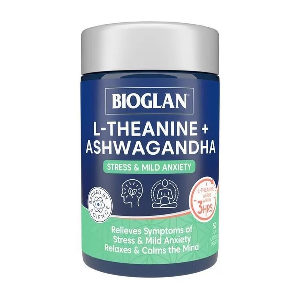 Viên uống hỗ trợ giảm căng thẳng & lo âu Bioglan L-Theanine + Ashwagandha 50 viên