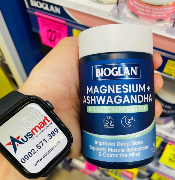Viên uống magiê Bioglan Magnesium + Ashwaganha 60 viên [Pre-order]
