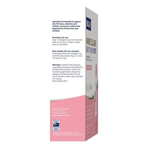 Collagen dạng nước Bioglan Marine Collagen Beauty Complex Shots