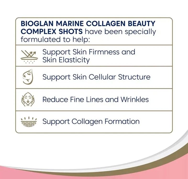 Collagen dạng nước Bioglan Marine Collagen Beauty Complex Shots